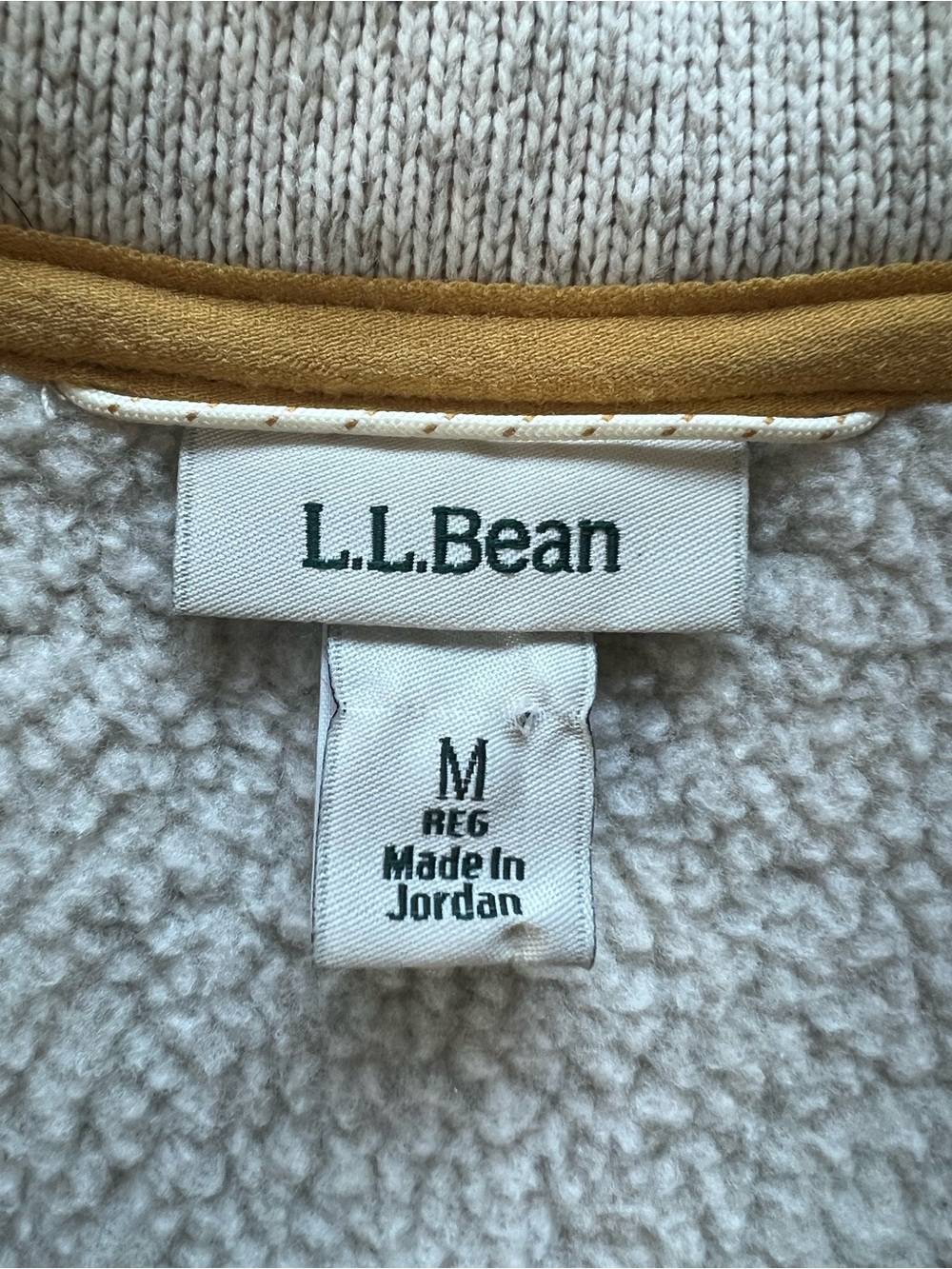 L.L. Bean Women's Sweater Fleece Half-Zip Pullover Size M Oatmeal Gold Trim - Picture 4 of 6